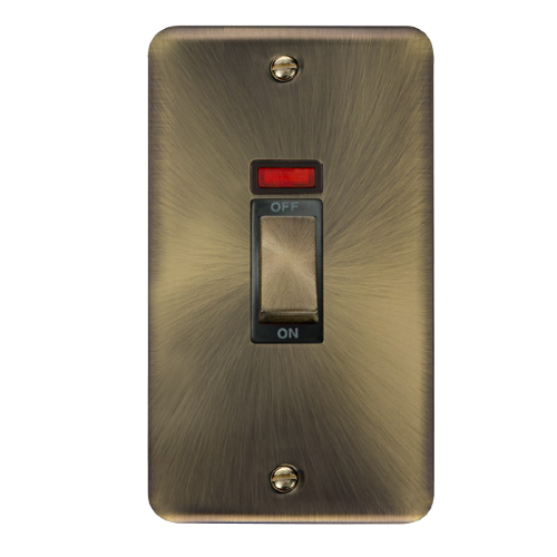 Scolmore DPAB503BK - 45A Ingot 2 Gang DP Switch With Neon - Black Deco Plus Scolmore - Sparks Warehouse