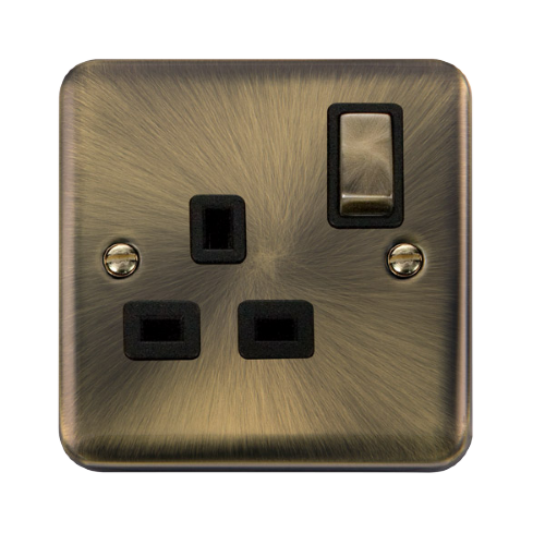 Scolmore DPAB535BK - 13A Ingot 1 Gang DP Switched Socket - Black Deco Plus Scolmore - Sparks Warehouse
