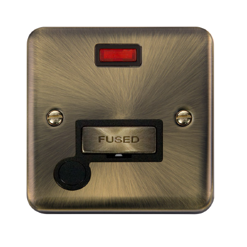 Scolmore DPAB553BK - 13A Ingot Fused Connection Unit With Flex Outlet + Neon - Black Deco Plus Scolmore - Sparks Warehouse