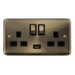 Scolmore DPAB570BK - 13A Ingot 2 Gang Switched Socket With 2.1A USB Outlet (Twin Earth) - Black Deco Plus Scolmore - Sparks Warehouse