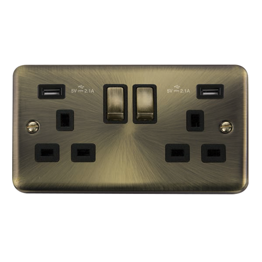 Scolmore DPAB580BK Deco Plus Antique Brass 2g Skt Usb 4.2a Dp  Scolmore - Sparks Warehouse