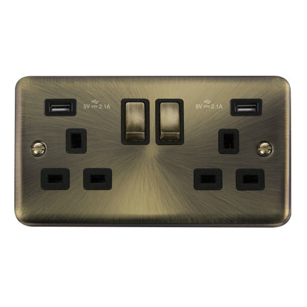 Scolmore DPAB580BK Deco Plus Antique Brass 2g Skt Usb 4.2a Dp  Scolmore - Sparks Warehouse