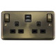 Scolmore DPAB586BK Deco Plus Antique Brass 2g 13a Sw Skt 4.2a A&c Usb Ingot Dpab Bk  Scolmore - Sparks Warehouse