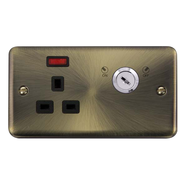 Scolmore DPAB655BK Deco Plus Antique Brass 13a 1g Dp Lockable Skt Neon Deco+ Ab Bk  Scolmore - Sparks Warehouse