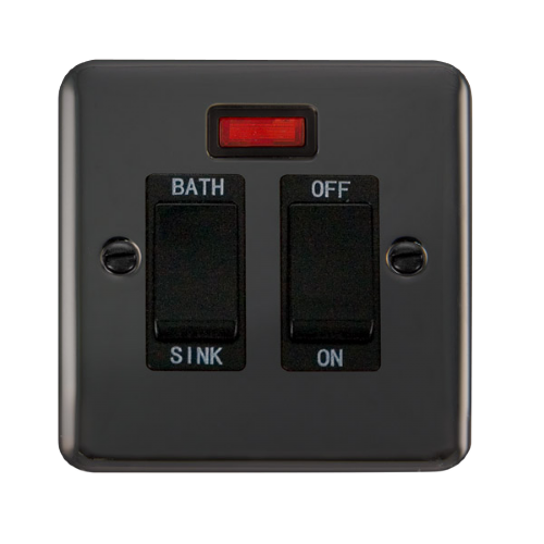 Scolmore DPMB024BK Click Deco Plus - 20A DP Sink/Bath Switch With Neon - Black