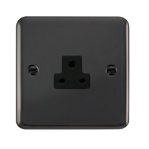 Scolmore DPBN039BK - 2A Round Pin Socket - Black Deco Plus Scolmore - Sparks Warehouse