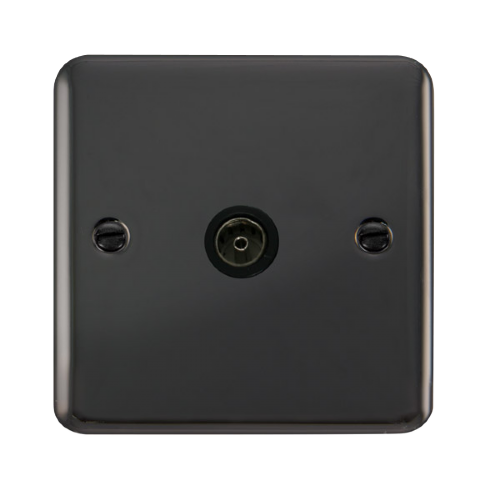 Scolmore DPBN065BK - Single Coaxial Outlet - Black Deco Plus Scolmore - Sparks Warehouse