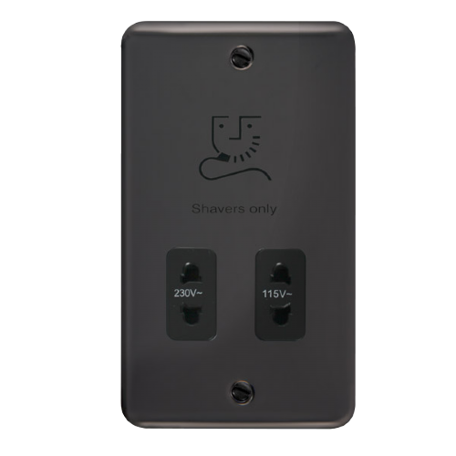 Scolmore DPBN100BK - Dual Voltage Shaver Socket Outlet - 115/230V - Black Deco Plus Scolmore - Sparks Warehouse