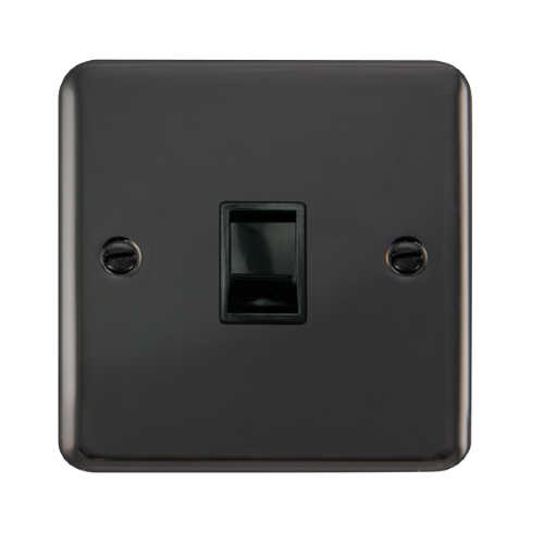 Scolmore DPBN115BK - Single RJ11 (Irish/US) Outlet - Black Deco Plus Scolmore - Sparks Warehouse