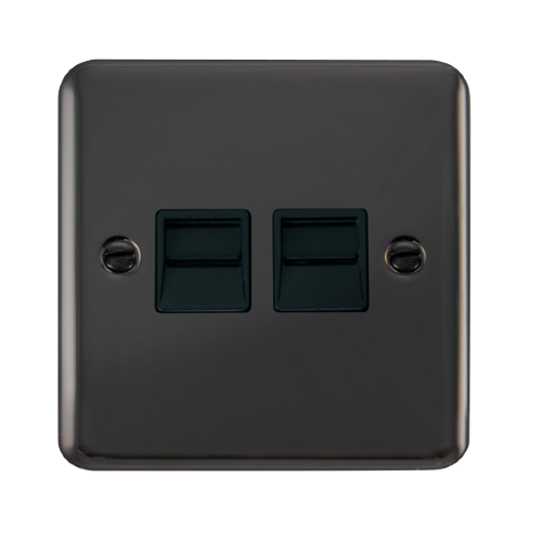 Scolmore DPBN121BK - Twin Telephone Outlet - Master - Black Deco Plus Scolmore - Sparks Warehouse