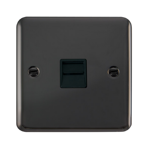 Scolmore DPBN125BK - Single Telephone Outlet - Secondary - Black Deco Plus Scolmore - Sparks Warehouse