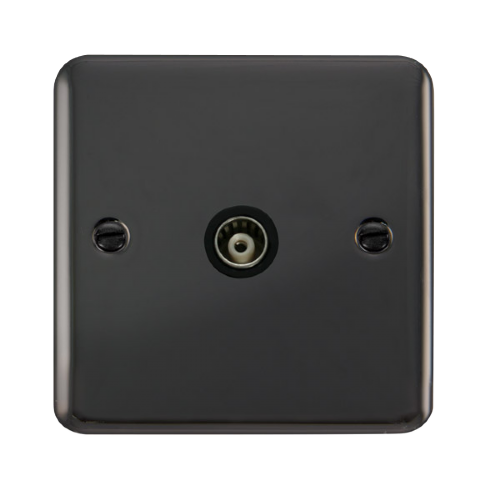 Scolmore DPBN158BK - Single Isolated Coaxial Outlet - Black Deco Plus Scolmore - Sparks Warehouse