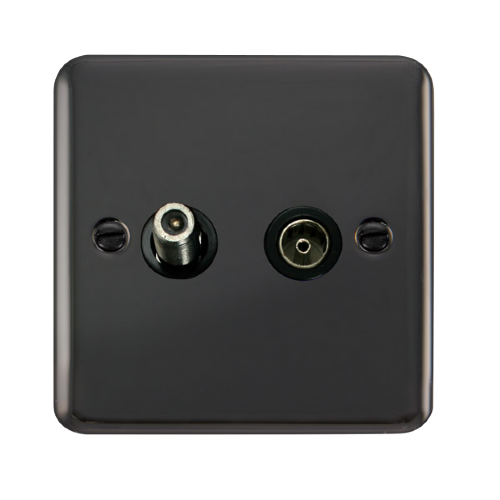 Scolmore DPBN170BK - Non-Isolated Satellite + Coaxial Outlet - Black Deco Plus Scolmore - Sparks Warehouse