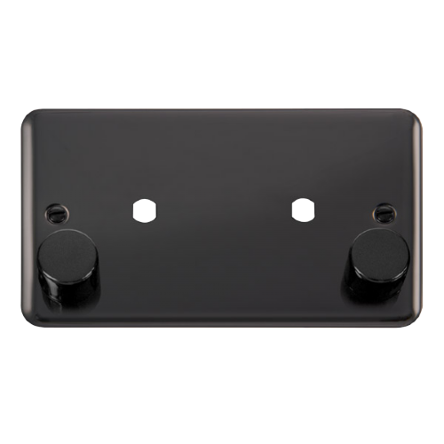 Scolmore DPBN186 - 2 Gang Dimmer Plate + Knobs (1630W Max) - 2 Apertures Deco Plus Scolmore - Sparks Warehouse