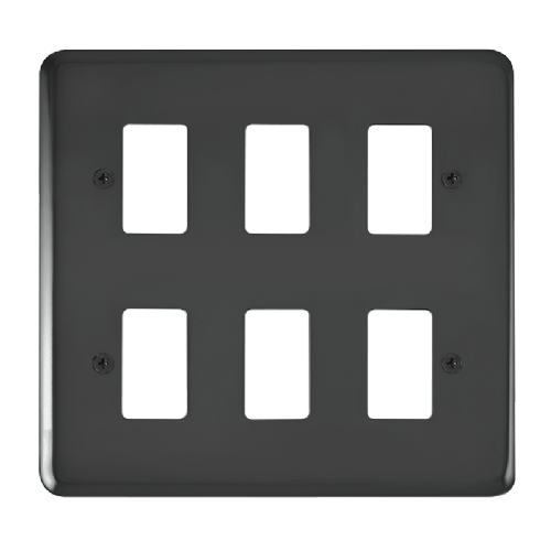 Scolmore DPBN20506 - 6 Gang GridPro® Frontplate - Black Nickel GridPro Scolmore - Sparks Warehouse