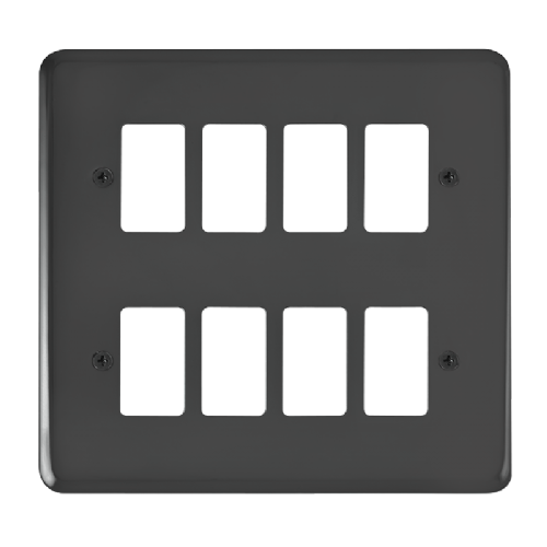 Scolmore DPBN20508 - 8 Gang GridPro® Frontplate - Black Nickel GridPro Scolmore - Sparks Warehouse