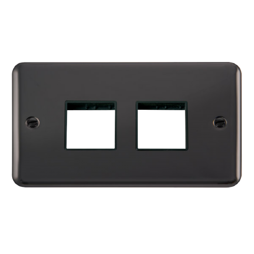 Scolmore DPBN404BK - 2 Gang Plate - 2 x 2 Apertures - Black Deco Plus Scolmore - Sparks Warehouse