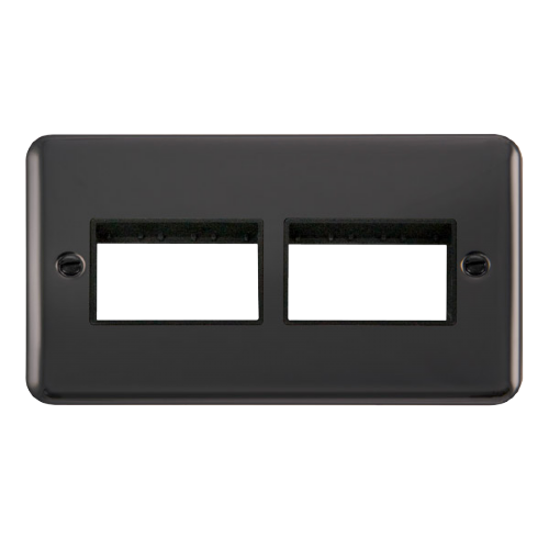 Scolmore DPBN406BK - 2 Gang Plate - 2 x 3 Apertures - Black Deco Plus Scolmore - Sparks Warehouse