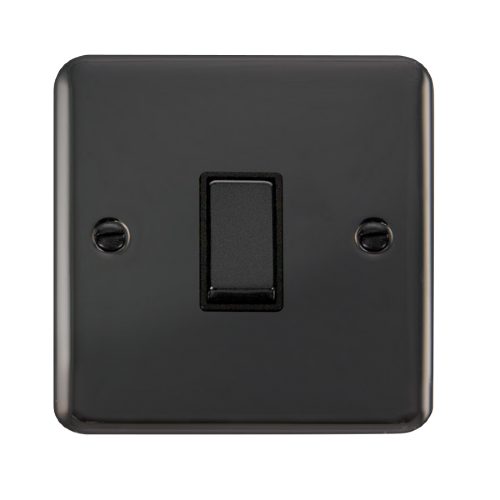 Scolmore DPBN425BK - 10AX Ingot 1 Gang Intermediate Plate Switch - Black Deco Plus Scolmore - Sparks Warehouse