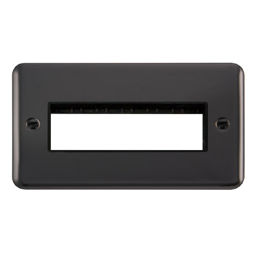 Scolmore DPBN426BK - 2 Gang Plate - 6 In-Line Apertures - Black Deco Plus Scolmore - Sparks Warehouse