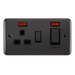 Scolmore DPBN505BK - 45A Ingot 2 Gang DP Switch With 13A DP Switched Socket + Neons - Black Deco Plus Scolmore - Sparks Warehouse