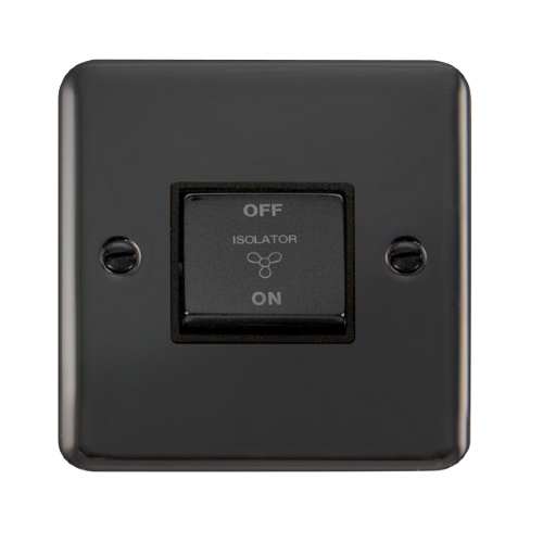 Scolmore DPBN520BK - 10AX Ingot 3 Pole Fan Isolation Plate Switch - Black Deco Plus Scolmore - Sparks Warehouse