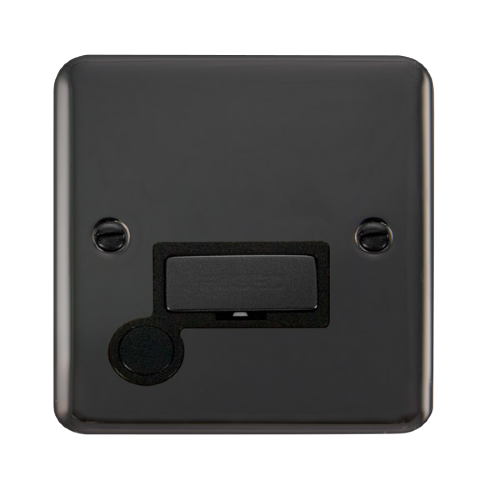 Scolmore DPBN550BK - 13A Ingot Fused Connection Unit With Flex Outlet - Black Deco Plus Scolmore - Sparks Warehouse
