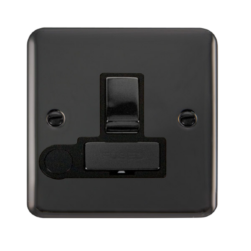 Scolmore DPBN551BK - 13A Ingot DP Switched Fused Connection Unit With Flex Outlet - Black Deco Plus Scolmore - Sparks Warehouse