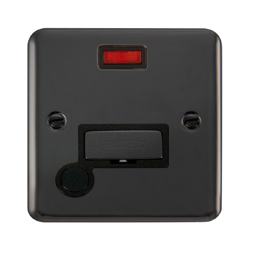 Scolmore DPBN553BK - 13A Ingot Fused Connection Unit With Flex Outlet + Neon - Black Deco Plus Scolmore - Sparks Warehouse