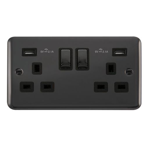 Scolmore DPBN580BK Deco Plus Black Nickel 2g Skt Usb 4.2a Dp  Scolmore - Sparks Warehouse