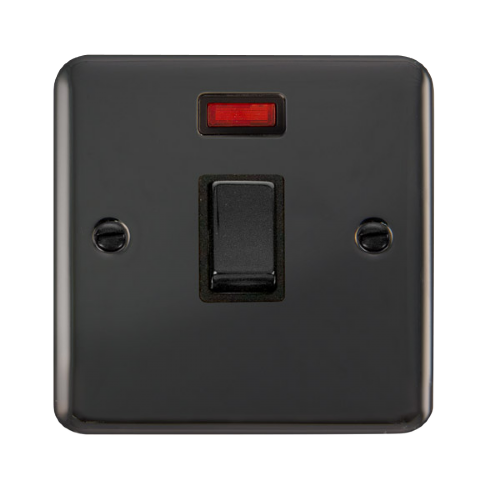 Scolmore DPBN723BK - 20A Ingot DP Switch With Neon - Black Deco Plus Scolmore - Sparks Warehouse