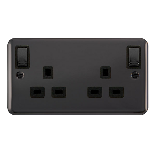 Scolmore DPBN836BK Deco Plus Black Nickel Deco+ 13a 2gang Outboard Sw Skt Dp Bn Bk  Scolmore - Sparks Warehouse