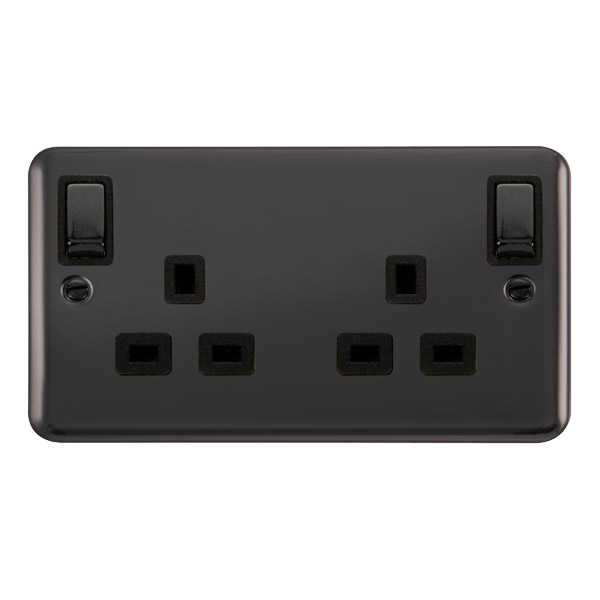 Scolmore DPMB836BK Click Deco Plus Black Nickel Deco+ 13a 2gang Outboard Sw Skt Dp Bn Bk