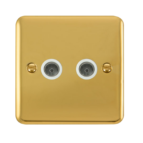 Scolmore DPBR066WH - Twin Coaxial Outlet - White Deco Plus Scolmore - Sparks Warehouse