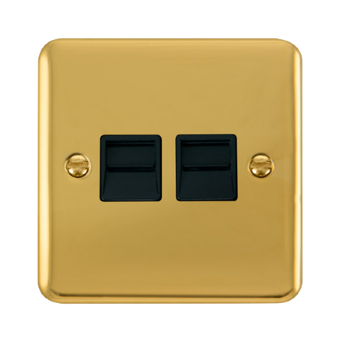 Scolmore DPBR126BK - Twin Telephone Outlet - Secondary - Black Deco Plus Scolmore - Sparks Warehouse