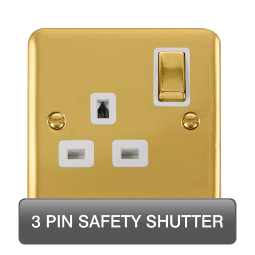 Scolmore DPBR1535WH Deco Plus Polished Brass Dp 1g Sw Skt Brwh  Scolmore - Sparks Warehouse