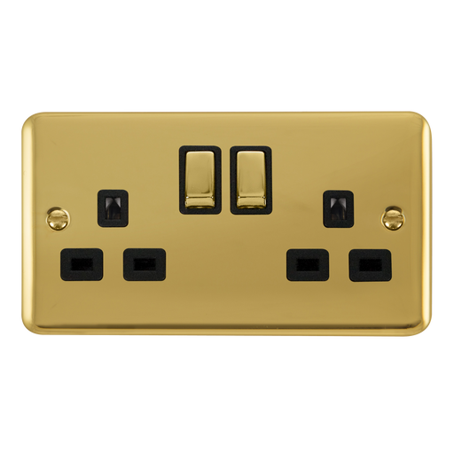 Scolmore DPBR1536BK Deco Plus Polished Brass Dp 2g Sw Skt Brbk  Scolmore - Sparks Warehouse