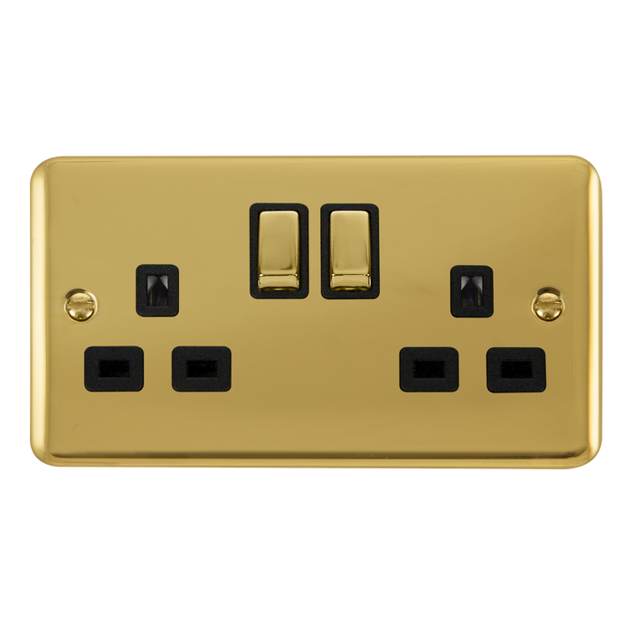 Scolmore DPBR1536BK Deco Plus Polished Brass Dp 2g Sw Skt Brbk  Scolmore - Sparks Warehouse