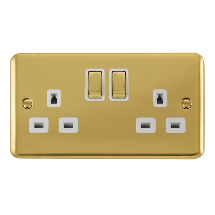 Scolmore DPBR1536WH Deco Plus Polished Brass Dp 2g Sw Skt Brwh  Scolmore - Sparks Warehouse