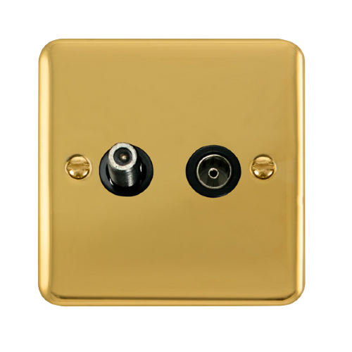 Scolmore DPBR170BK - Non-Isolated Satellite + Coaxial Outlet - Black Deco Plus Scolmore - Sparks Warehouse