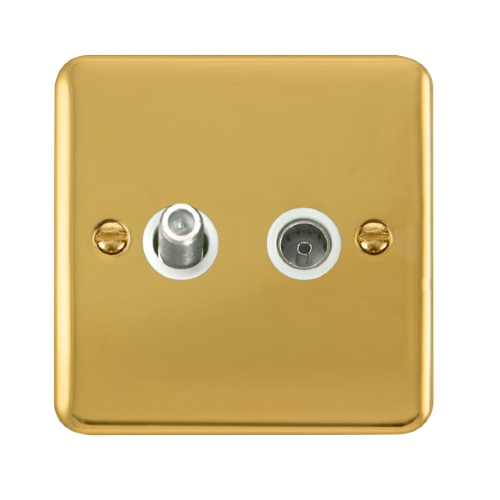 Scolmore DPBR170WH - Non-Isolated Satellite + Coaxial Outlet - White Deco Plus Scolmore - Sparks Warehouse