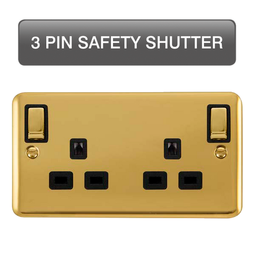 Scolmore DPBR1836BK Deco Plus Polished Brass Dp 2g Ob Sw Skt Brbk  Scolmore - Sparks Warehouse