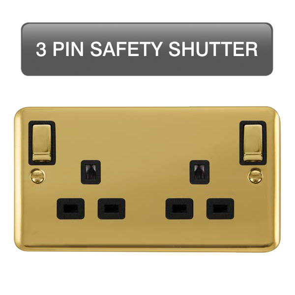 Scolmore DPBR1836BK Deco Plus Polished Brass Dp 2g Ob Sw Skt Brbk  Scolmore - Sparks Warehouse