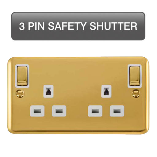 Scolmore DPBR1836WH Deco Plus Polished Brass Dp 2g Ob Sw Skt Brwh  Scolmore - Sparks Warehouse