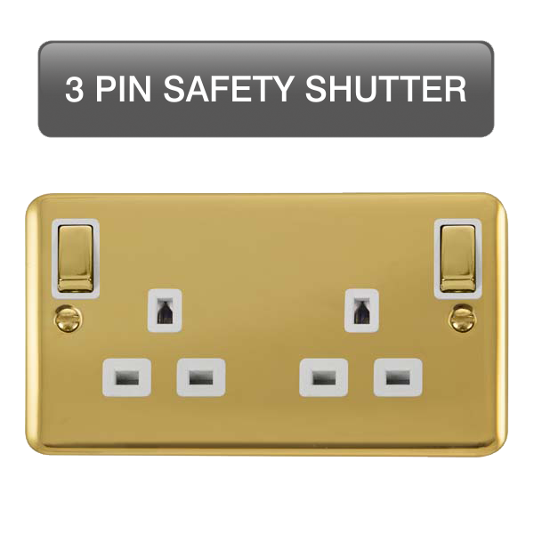 Scolmore DPBR1836WH Deco Plus Polished Brass Dp 2g Ob Sw Skt Brwh  Scolmore - Sparks Warehouse