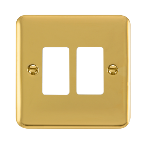 Scolmore DPBR20402 - 2 Gang GridPro® Frontplate - Polished Brass GridPro Scolmore - Sparks Warehouse