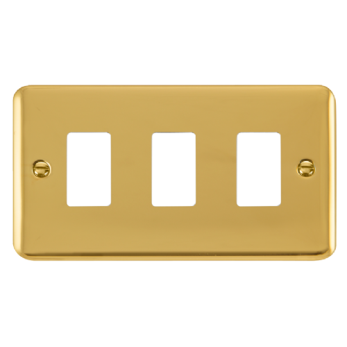 Scolmore DPBR20403 - 3 Gang GridPro® Frontplate - Polished Brass GridPro Scolmore - Sparks Warehouse