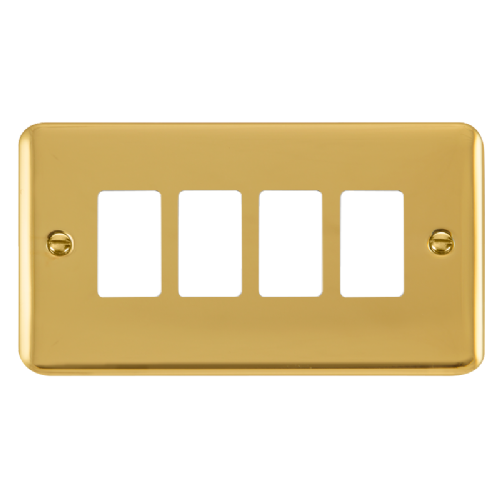 Scolmore DPBR20404 - 4 Gang GridPro® Frontplate - Polished Brass GridPro Scolmore - Sparks Warehouse