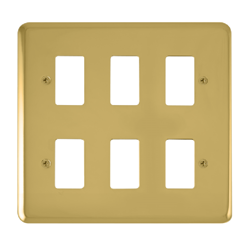 Scolmore DPBR20506 - 6 Gang GridPro® Frontplate - Polished Brass GridPro Scolmore - Sparks Warehouse