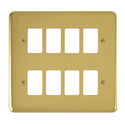 Scolmore DPBR20508 - 8 Gang GridPro® Frontplate - Polished Brass GridPro Scolmore - Sparks Warehouse